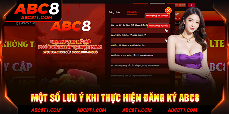 Một số lưu ý khi thực hiện Đăng ký ABC8